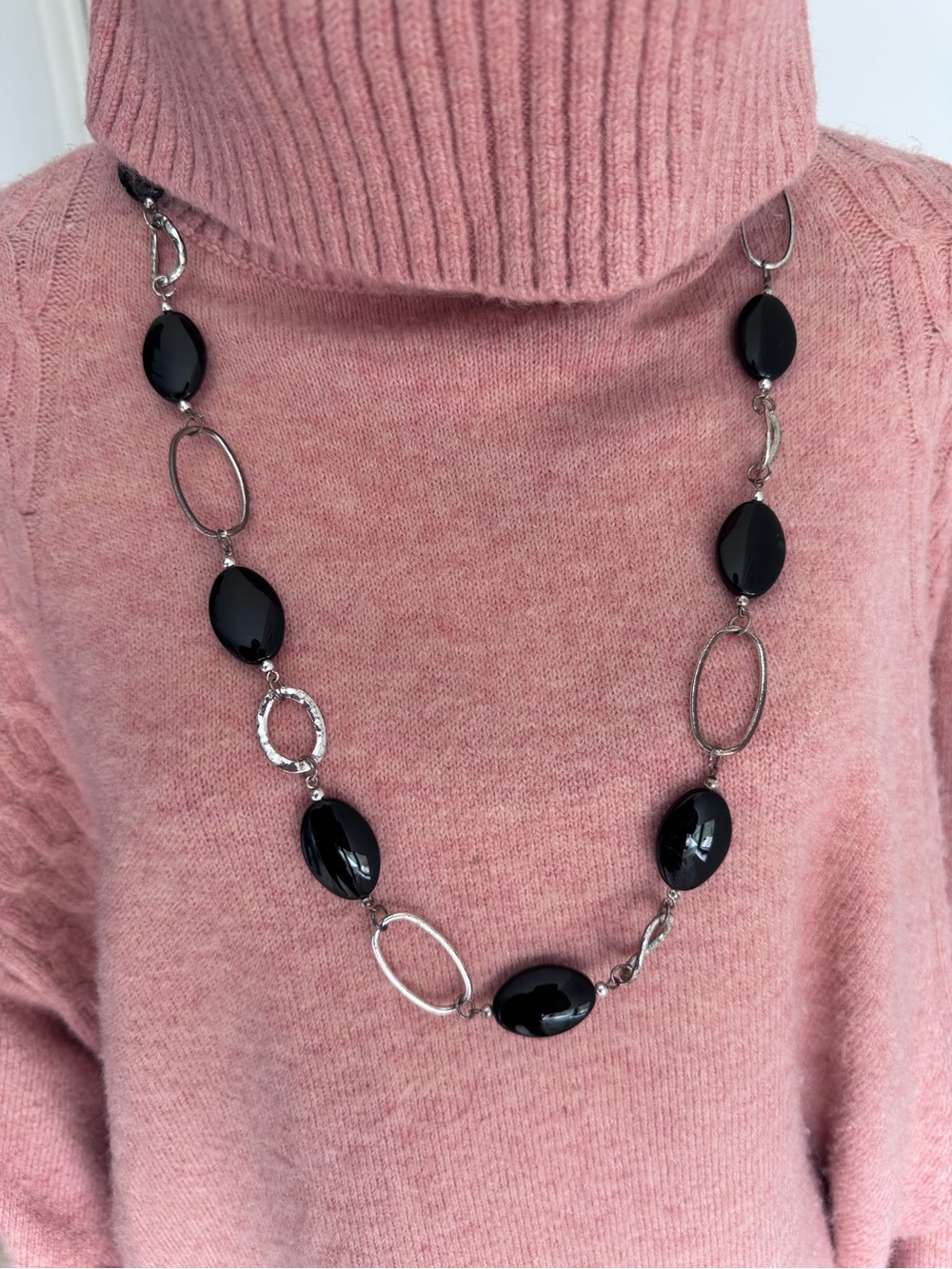 Black & Silver Statement Link Necklace